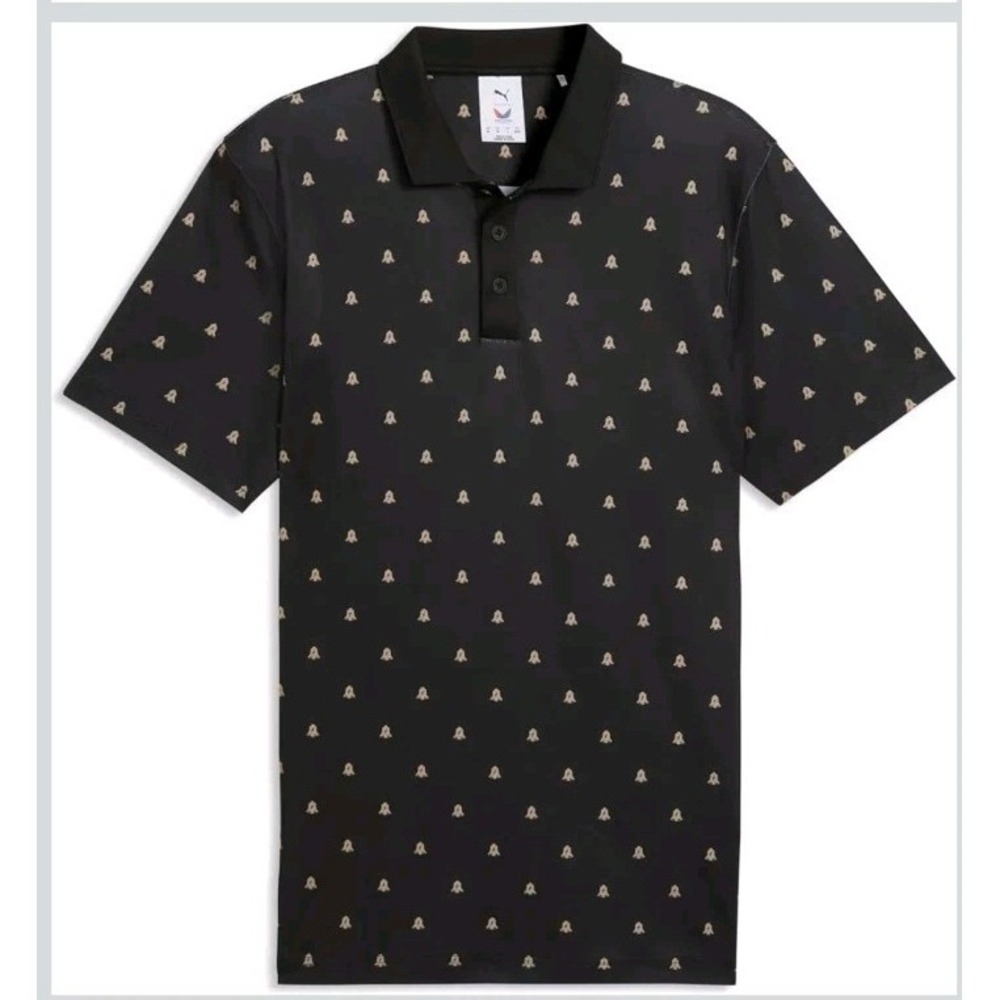 Puma Volition Liberty Golf Polo USA Performance Mens M Black/Ice Coffee NEW $85!